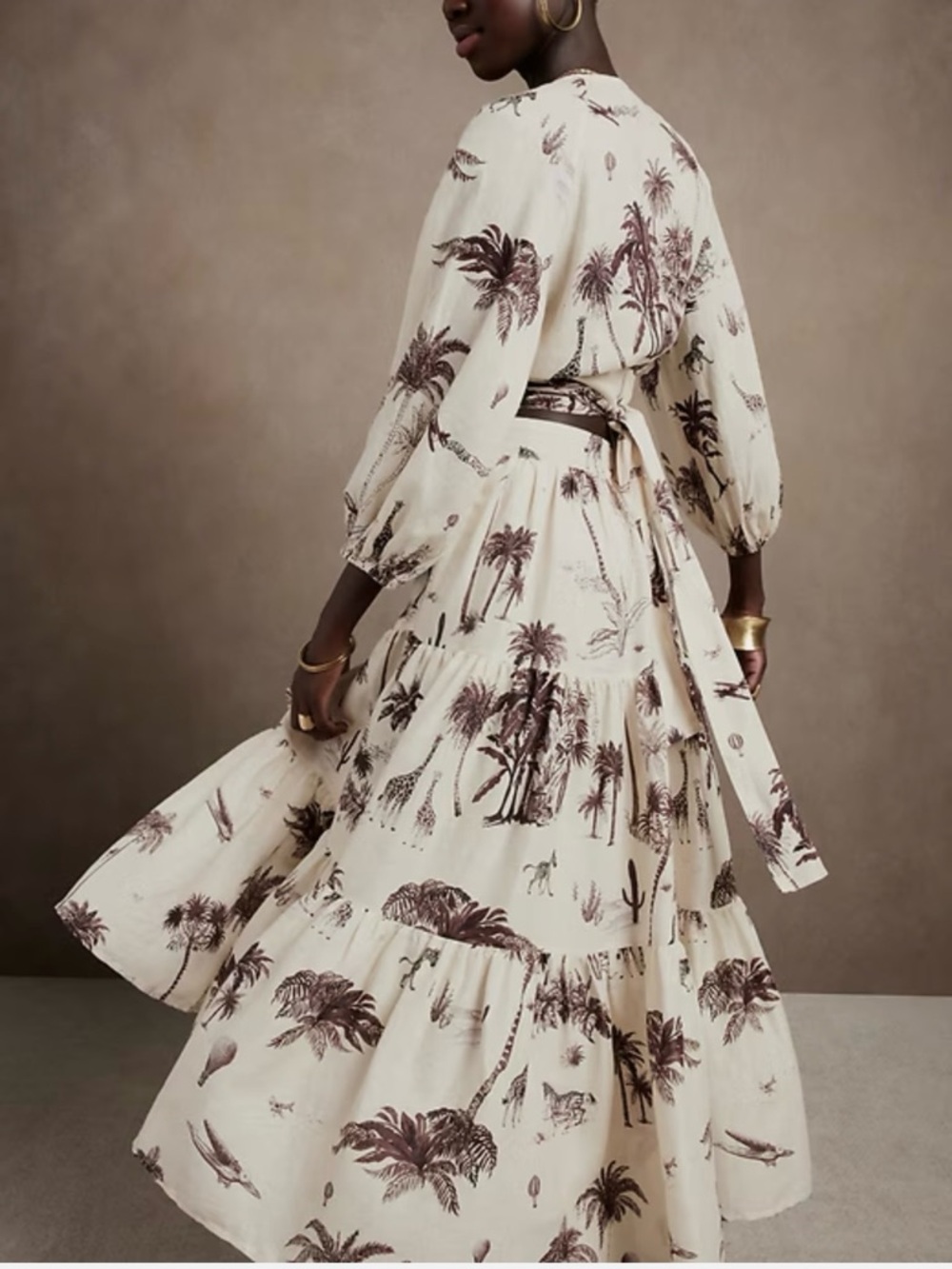 NWT Banana Republic Wayfinder Linen Midi in Ecru Landscape Safari Skirt 12